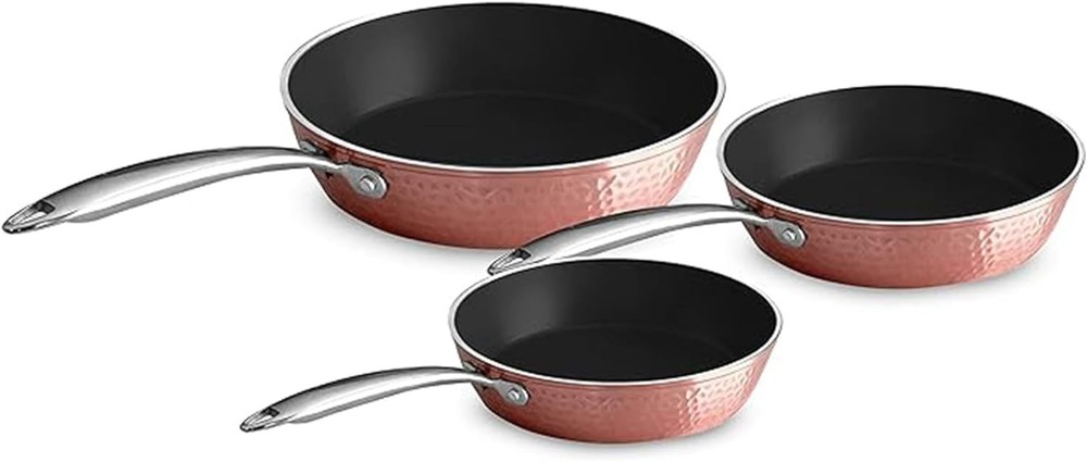 Luxurious 3-Piece Rose Gold Ceramic Non-Stick Cookware Set