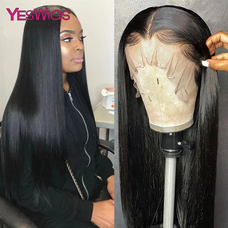 Glueless Lace Front Human Hair Wig Pre Plucked Bone Straight Lace Closure