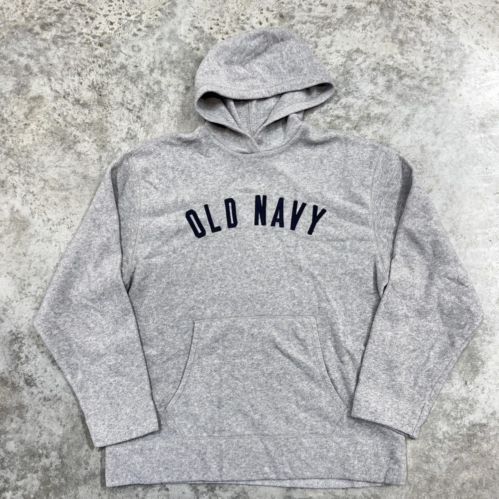 Old Navy Hoodie Sweatshirt Mens XL Gray Fleece Pullover Logo Pocket Casual