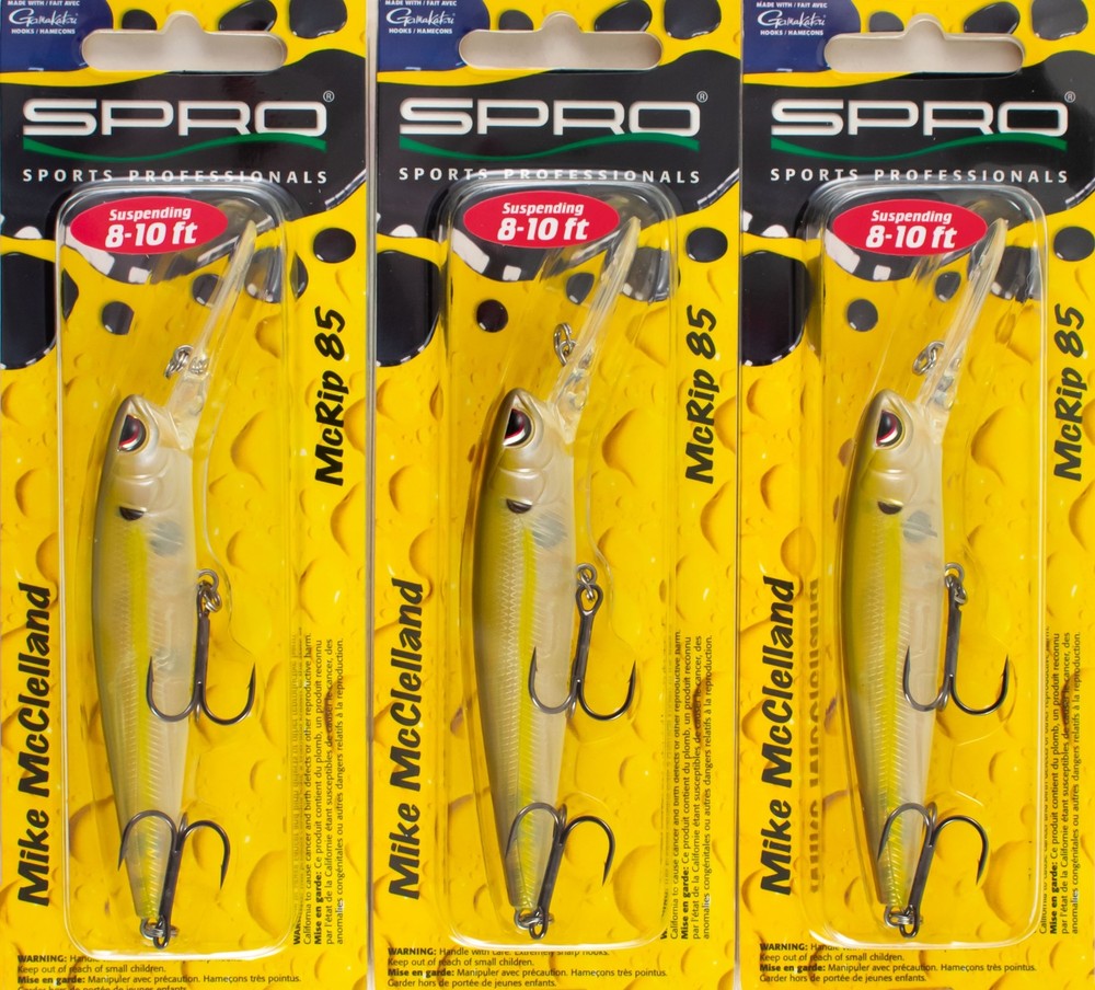 (LOT OF 3) SPRO MCRIP 85 JERKBAIT 1/2OZ SMR85CCH #03 CLEAR CHARTREUSE L4350