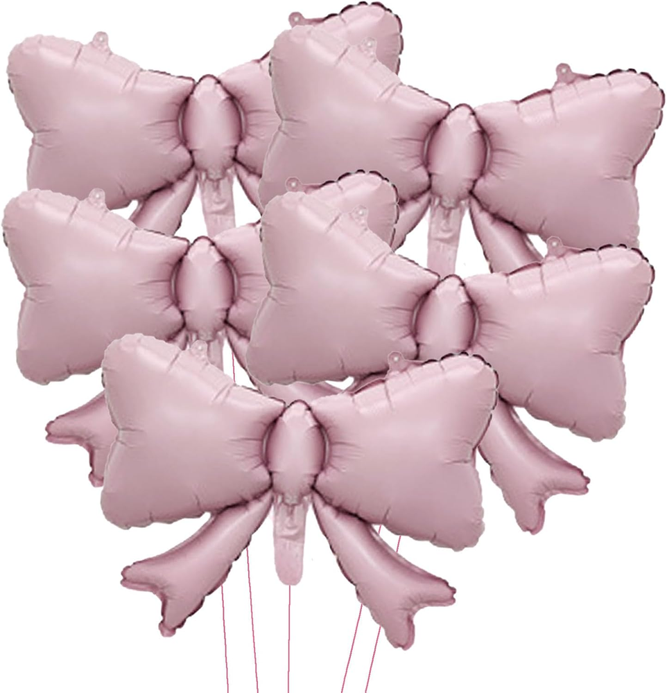 5 Pcs Pastel Pink Bow Balloons Coquette Birthday Decorations for Birthday Party