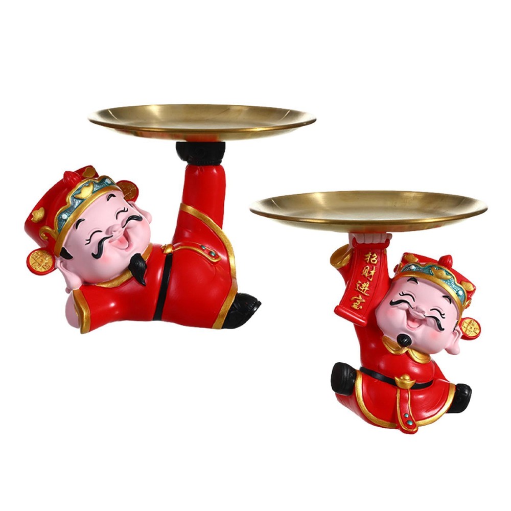 God of Fortune Statue Desk Storage Tray Resin for Office Cabinet Living Room