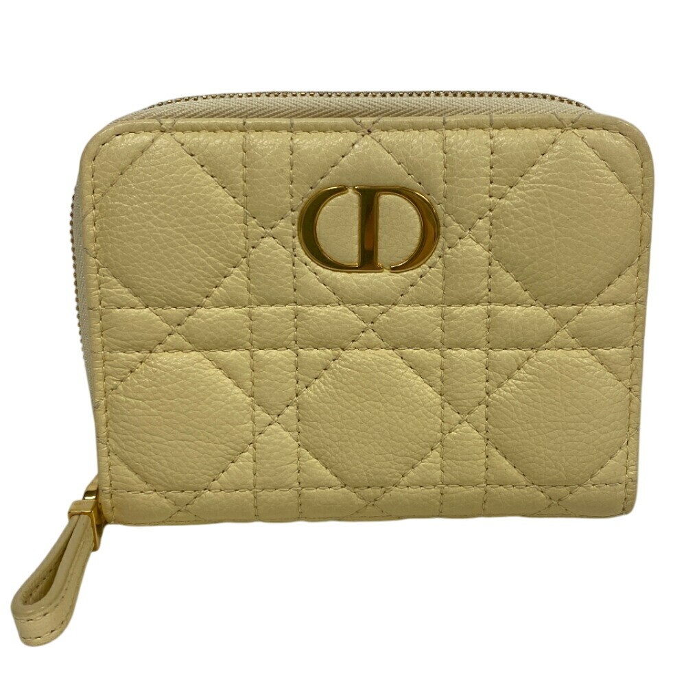 Dior Scarlet Caro Bifold Wallet with Coin Purse Card Holder in Yellow