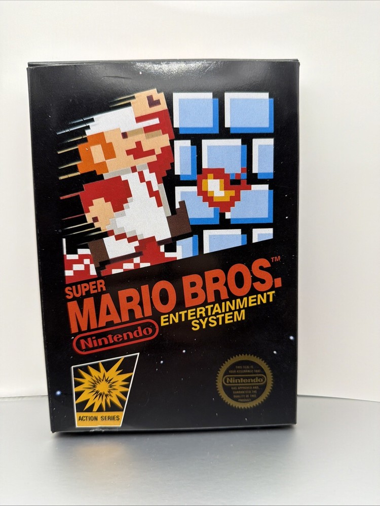Super Mario Bros. 5 Screw Hangtab COMPLETE BOX NES Early Variant, BOX GRAIL!