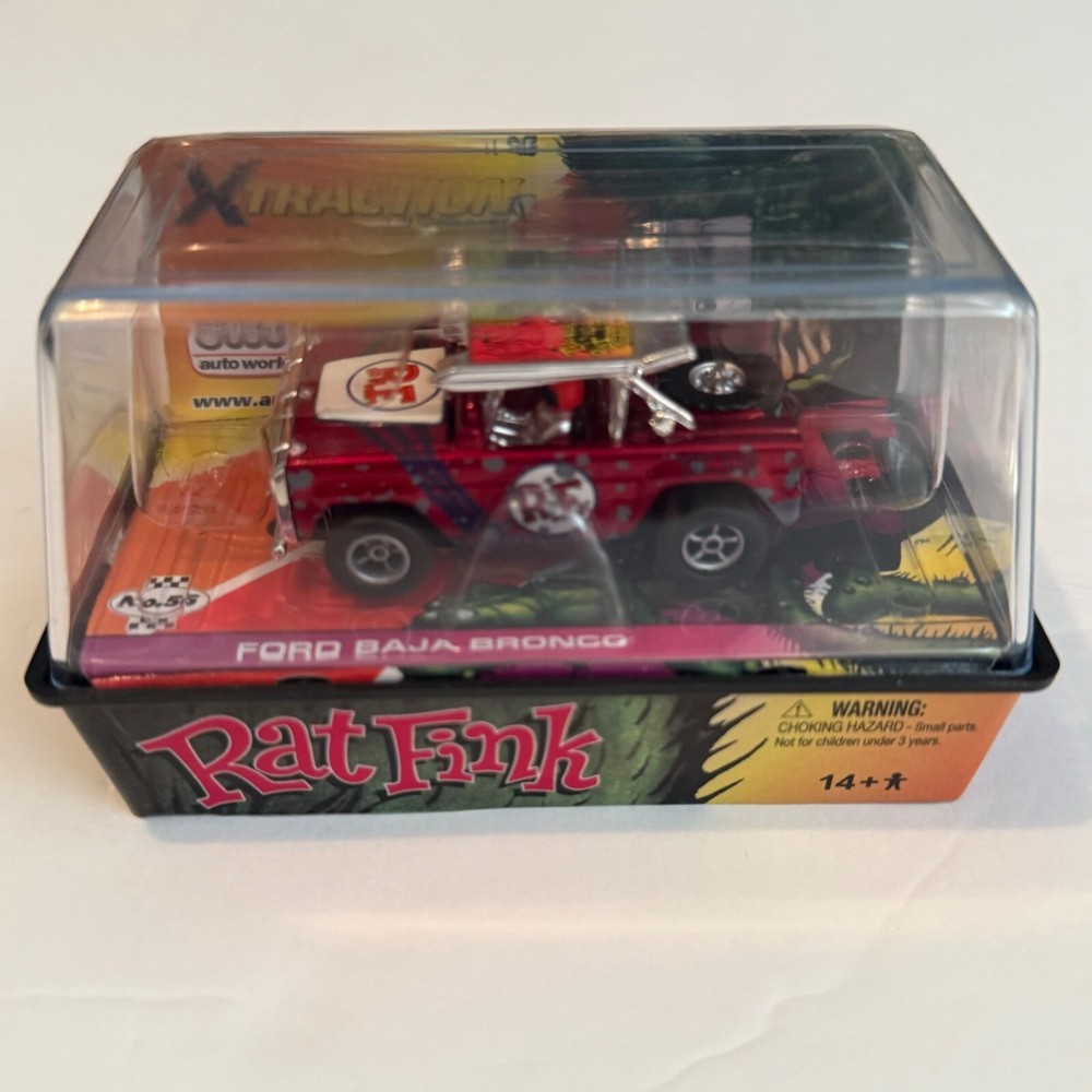Auto World Red Rat Fink Ford Baja Bronco R10 HO Slot Car Banded New X-Traction