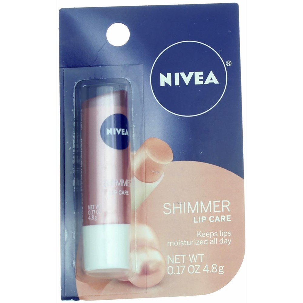 5 Pack Nivea Shimmer Lip Balm Hydrating Care Stick 0.17 oz