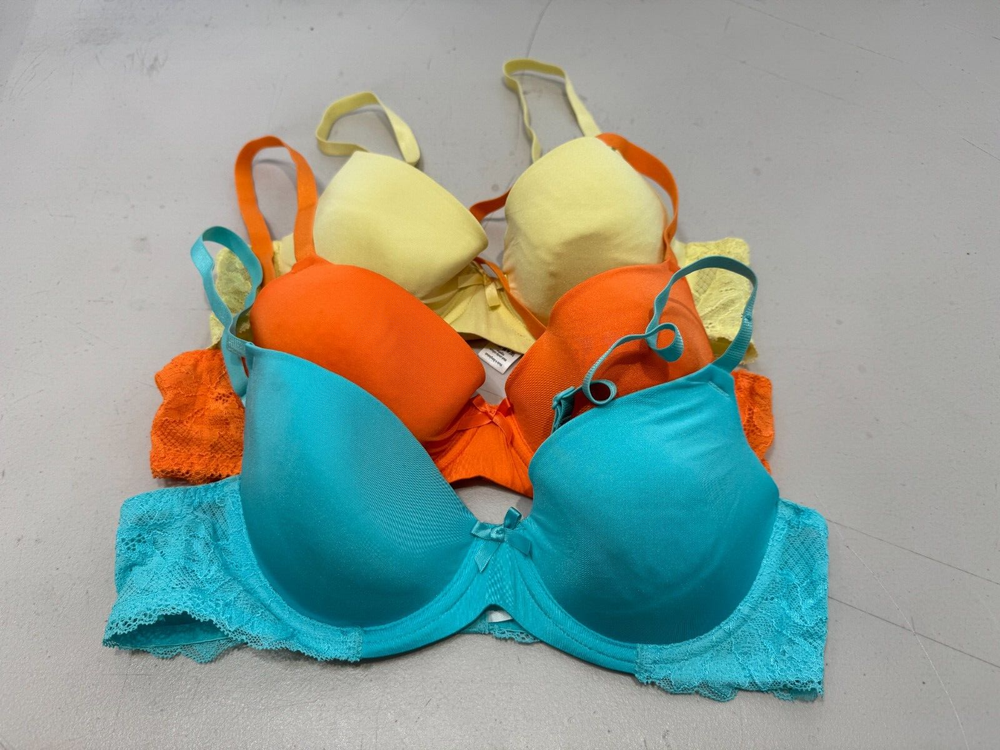 George 3 Pack Bundle Bras Underwired Padded T Shirt Bra Size 34B Multicoloured