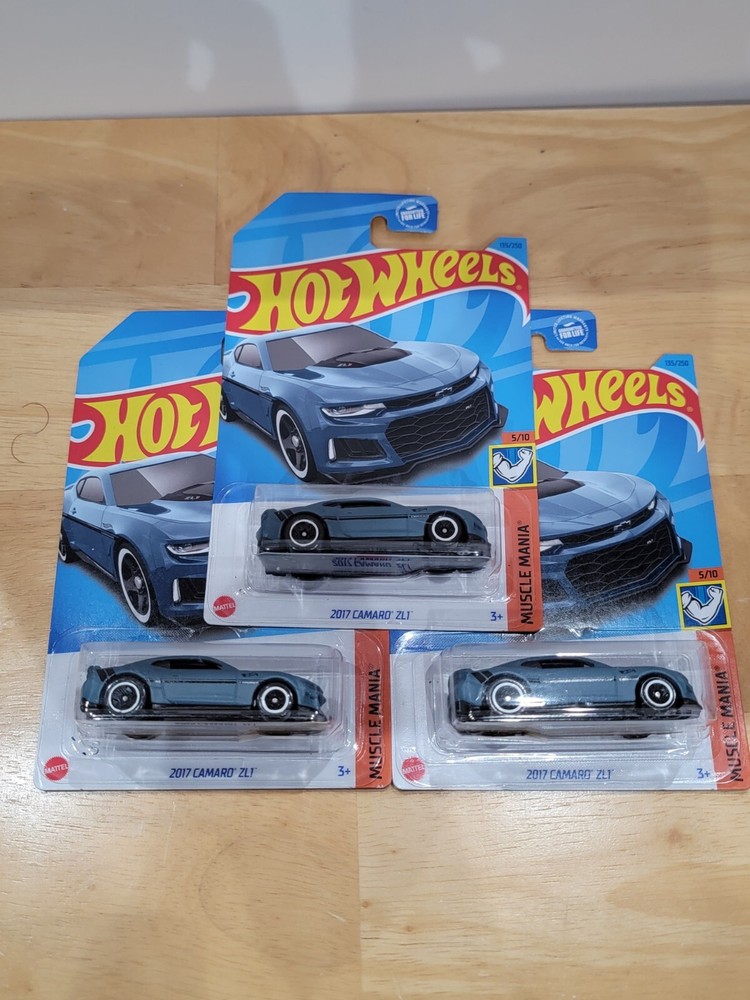Hot Wheels 2023 KROGER Exclusive Flat Blue Gray 2017 Chevy Camaro ZL1 Lot Of 3