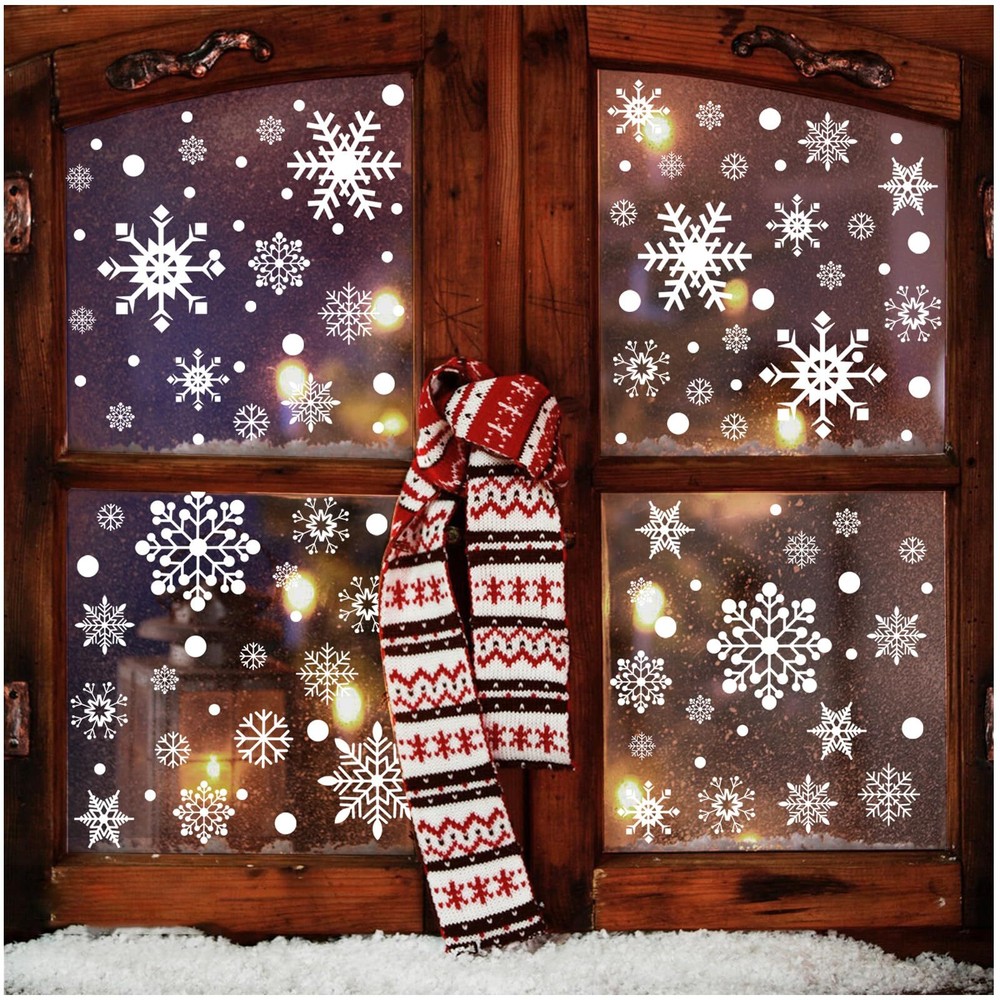 GYGYL 9 Sheets Christmas Snowflake Window Clings Stickers for Glass, Xmas Dec...