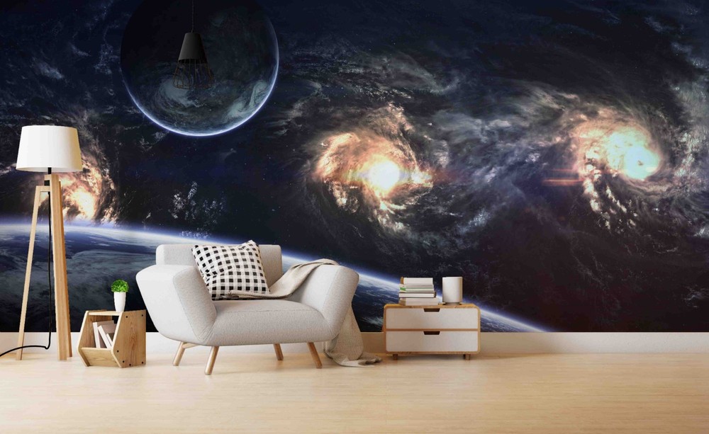 3D Space Galaxy Earth Wall Murals Wallpaper Murals Wall Sticker