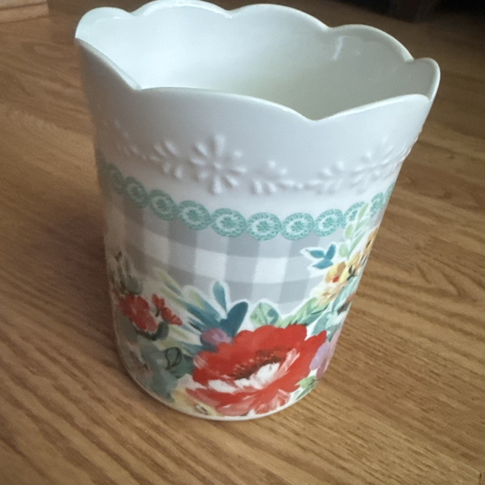 Pioneer Woman Utensil Holder Kitchen Floral Melody Ceramic Vessel ￼