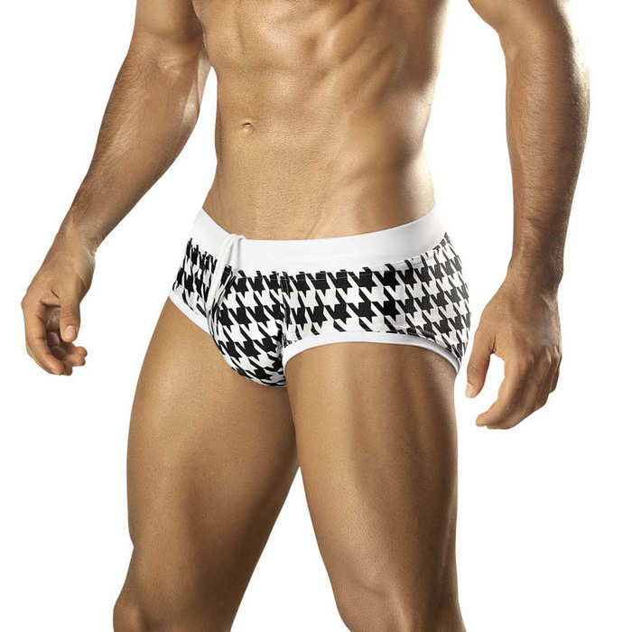CLEARANCE SALE brief swimsuit hound checks black and white lined Vuthy 287-image