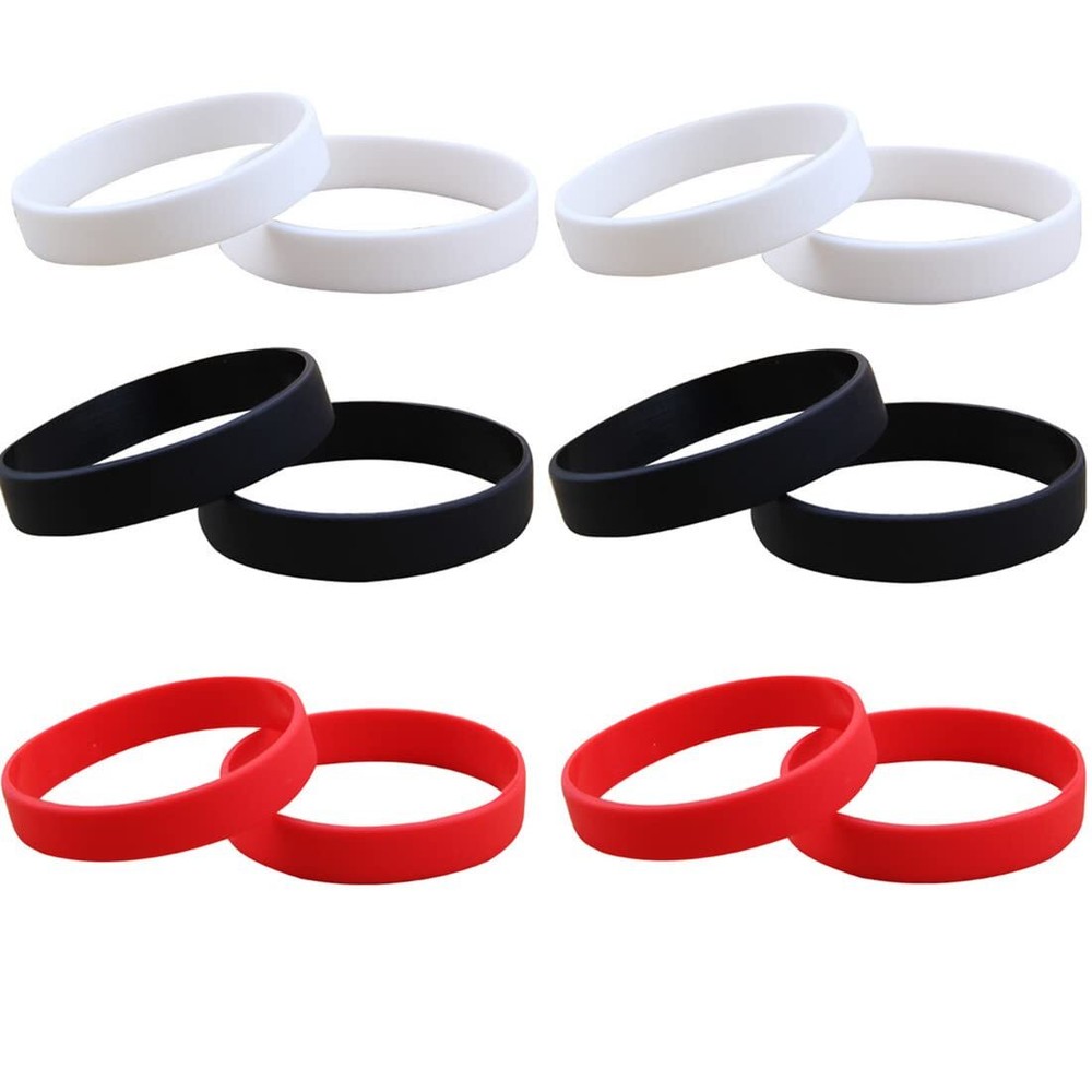 12 Pcs Rubber Bracelets for Men Women, Stretch Blank Silicone Wristbands Brac...