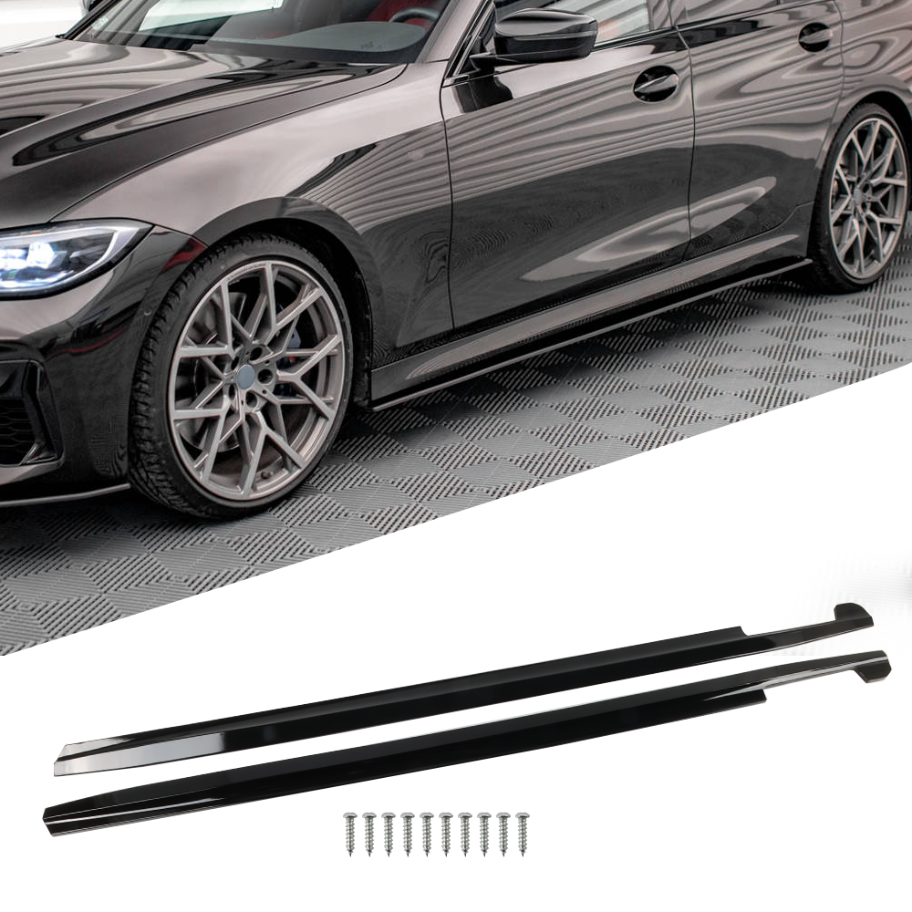 For 2019-2024 BMW G20 G28 3 Series M Sport Side Skirts Extension Gloss Black
