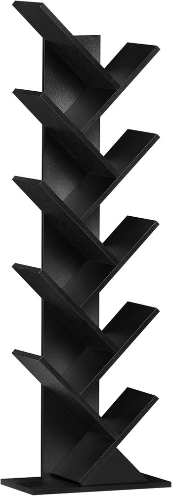 10 Tier Tree Book Shelf, Floor Standing Wood Bookshelf for Narrow Space, Storage