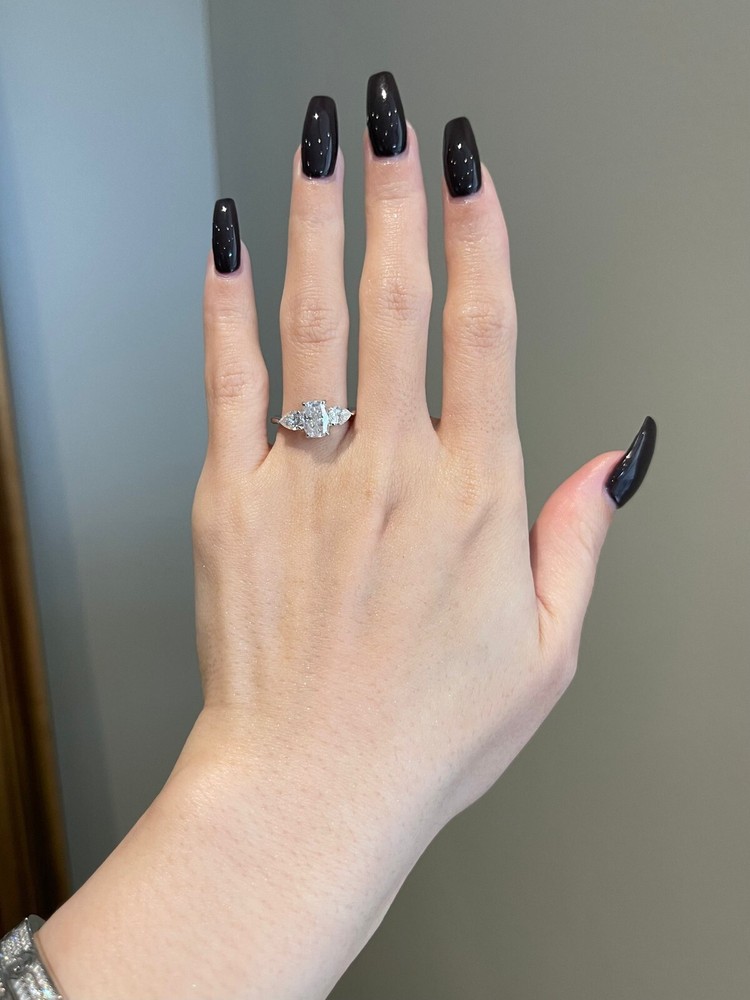 1.5ct Oval & Pear Moissanite 925 Sterling Silver Eternity Engagement Ring