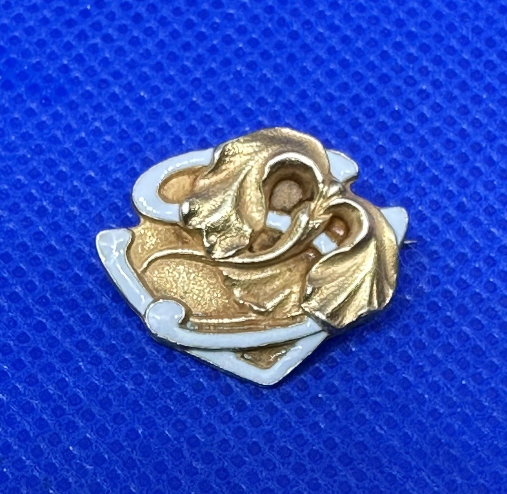 Gold 14k Gold Antique Pin, Art Nouveau Iris Pin