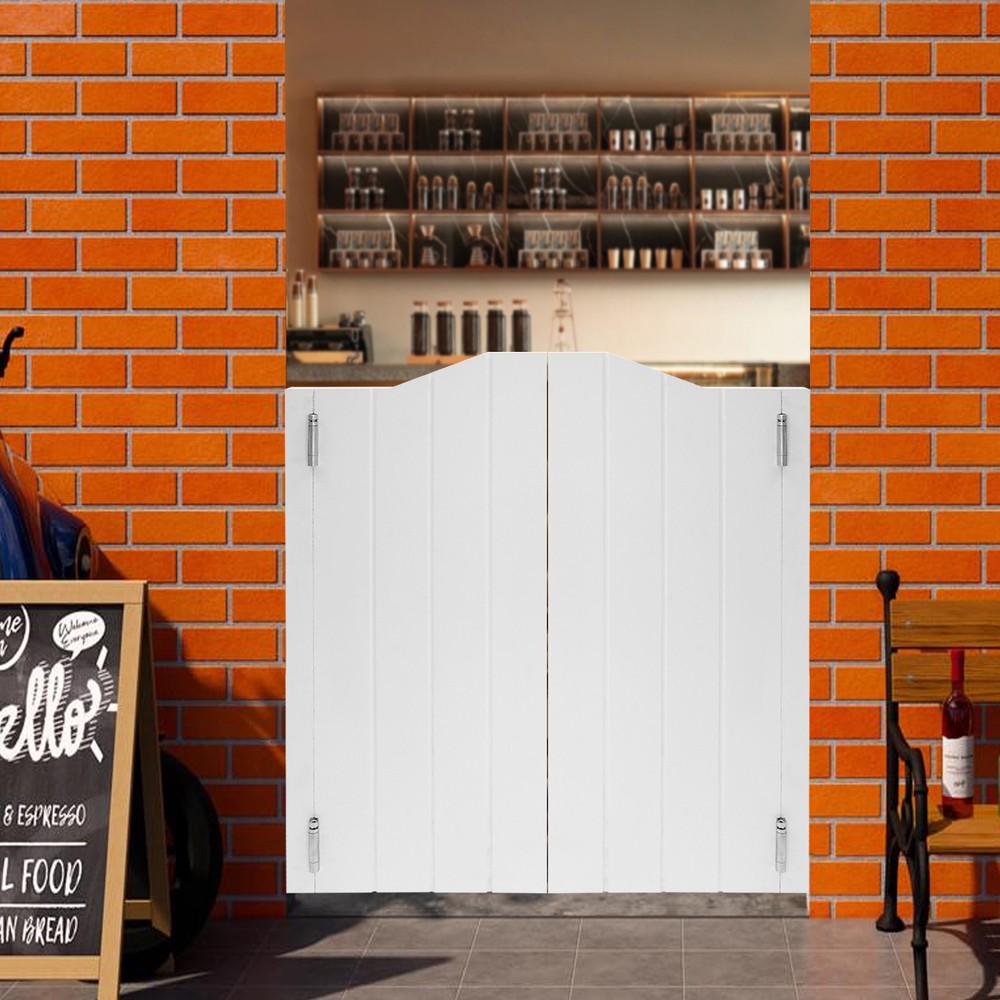 White Wood Swinging Door Wall-mounted Double Half Cafe Doors Saloon Bar W/ Hinge