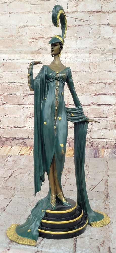 Art Deco Lady Statue - Female Dancer  Sculpture Revue Dancer - Bronze Figurine