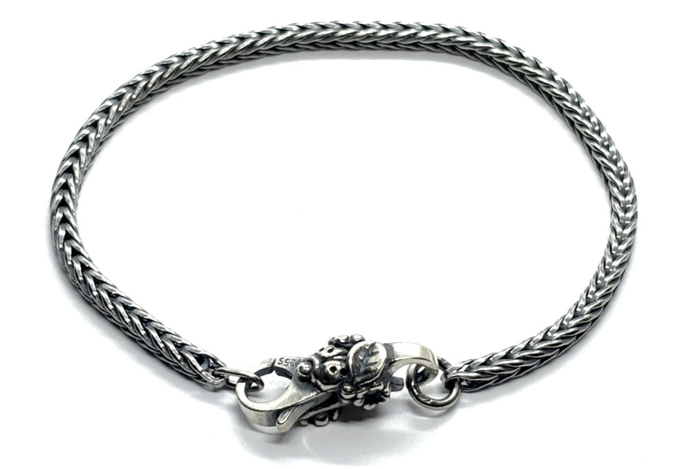 LAA Trollbeads Sterling Silver Charm Bracelet With Good Luck Lock Clasp 7.5”