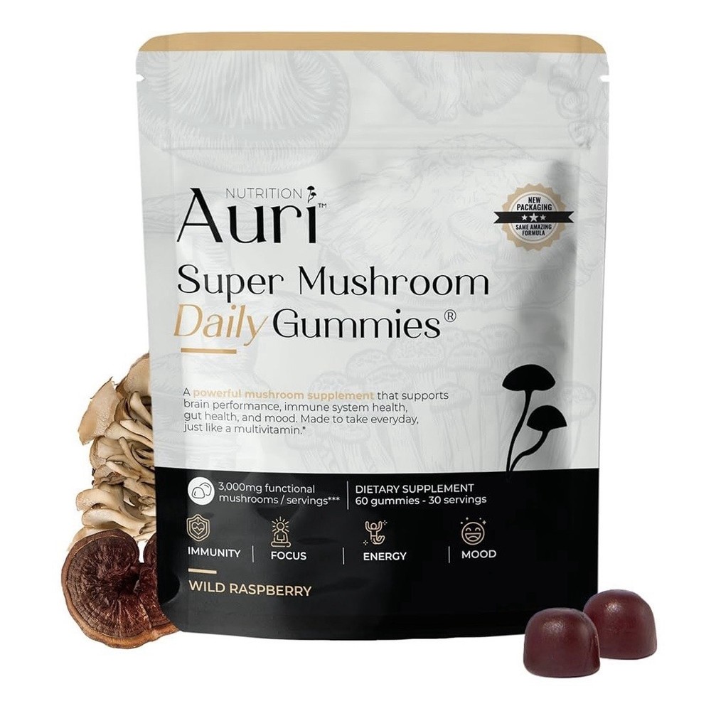 Nutrition Auri Super Mushroom Daily Gummies, Wild Raspberry, 60ct