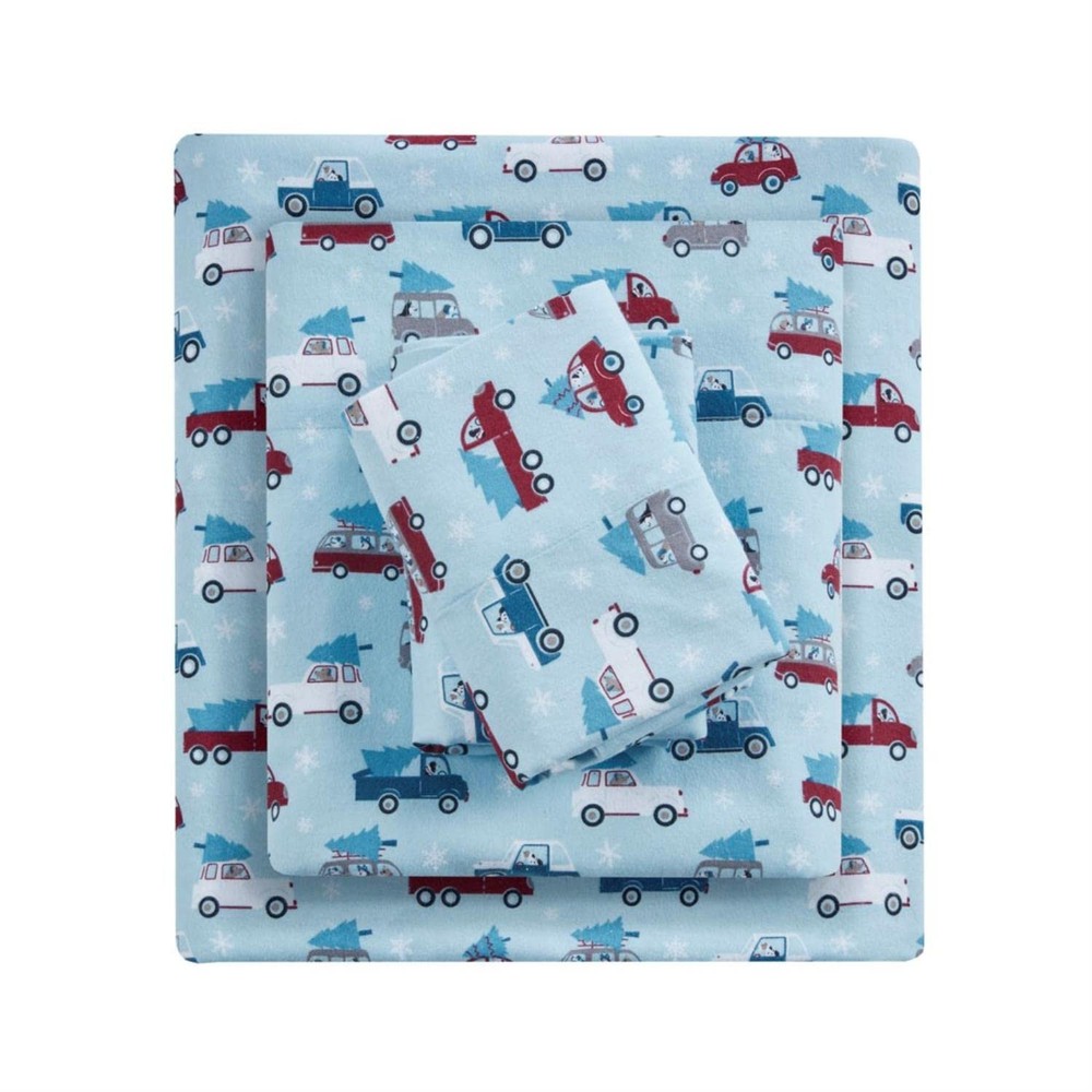 True North Cozy Flannel 100% Cotton Sheet with Warm Novelty Print Featuring Animals and Stars Pattern