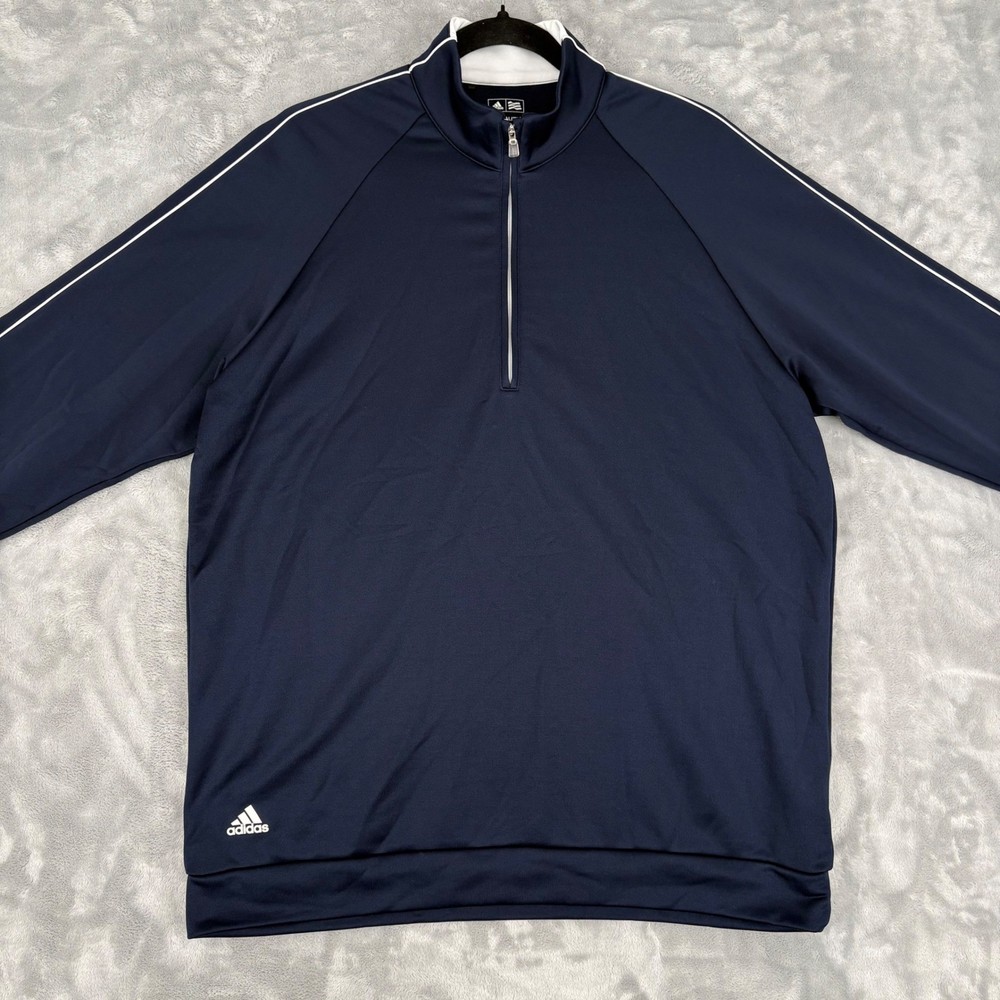 Adidas ClimaLite Quarter Zip Pullover Long Sleeve Golf Shirt Mens Medium Navy