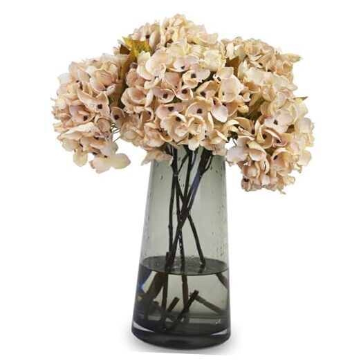 Silk Fall Flowers Artificial Silk Dried Hydrangea Flowers Cream White