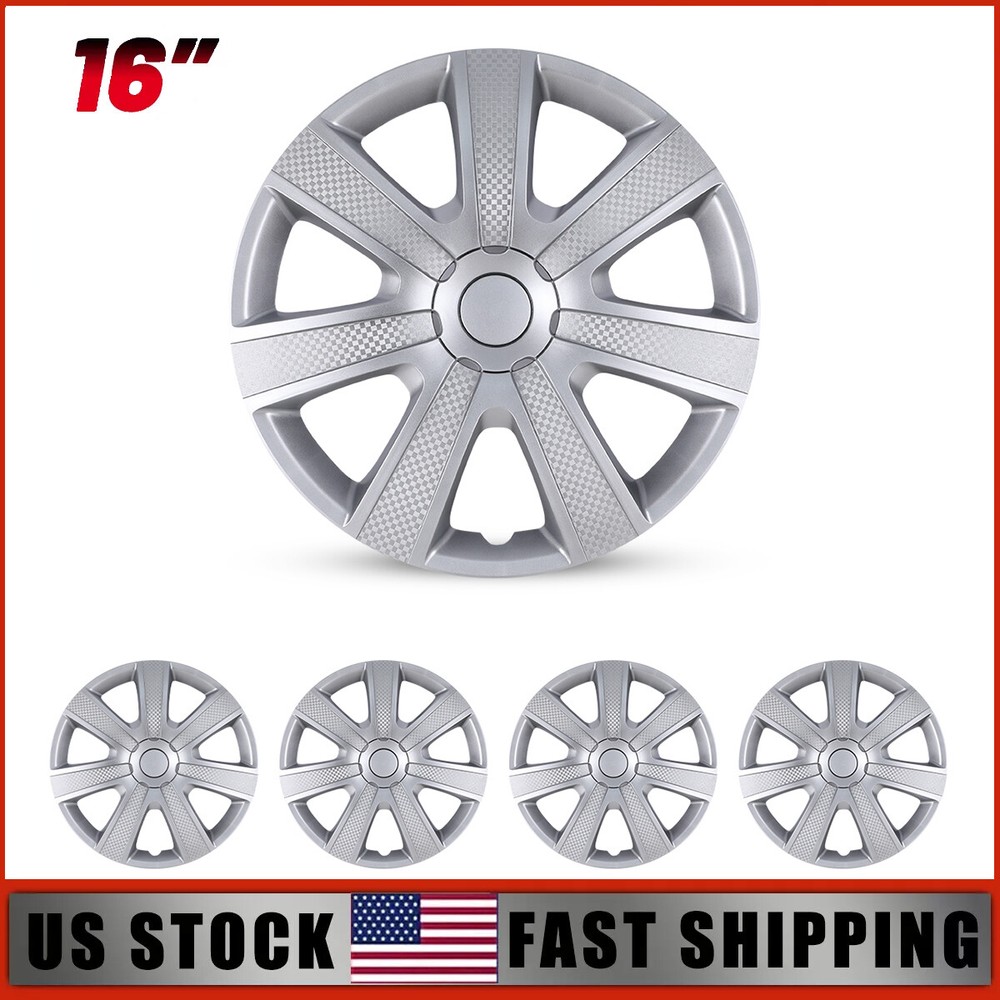 16 Inch Silver Snap-On Wheel Covers Set of 4 for R16 Tires & Steel Rims