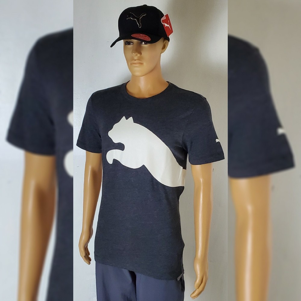PUMA OVERSIZED CAT LOGO TSHIRT MEN'S SHORT SLEEVE CREW NECK SIZE M DARK GRAY