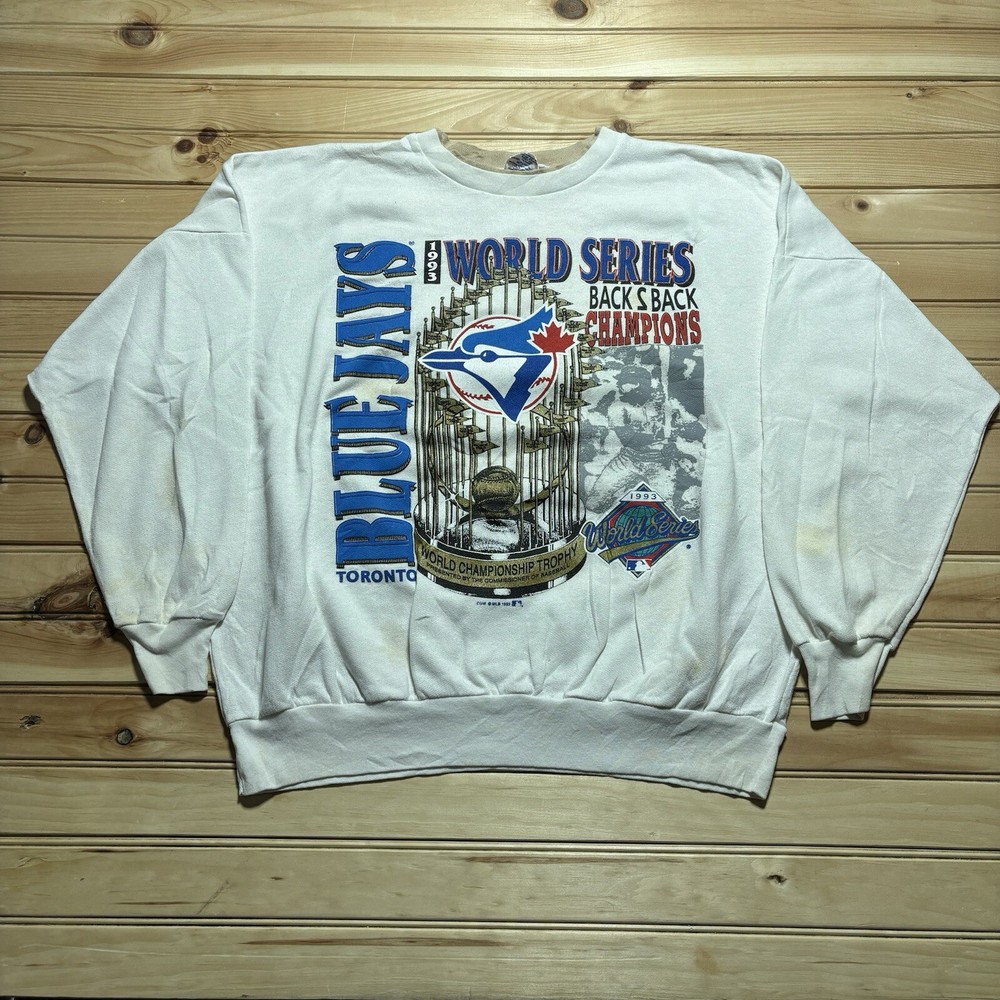 Vintage 90s Toronto Blue Jays Back To Back Champs MLB Crewneck Sweatshirt - XL