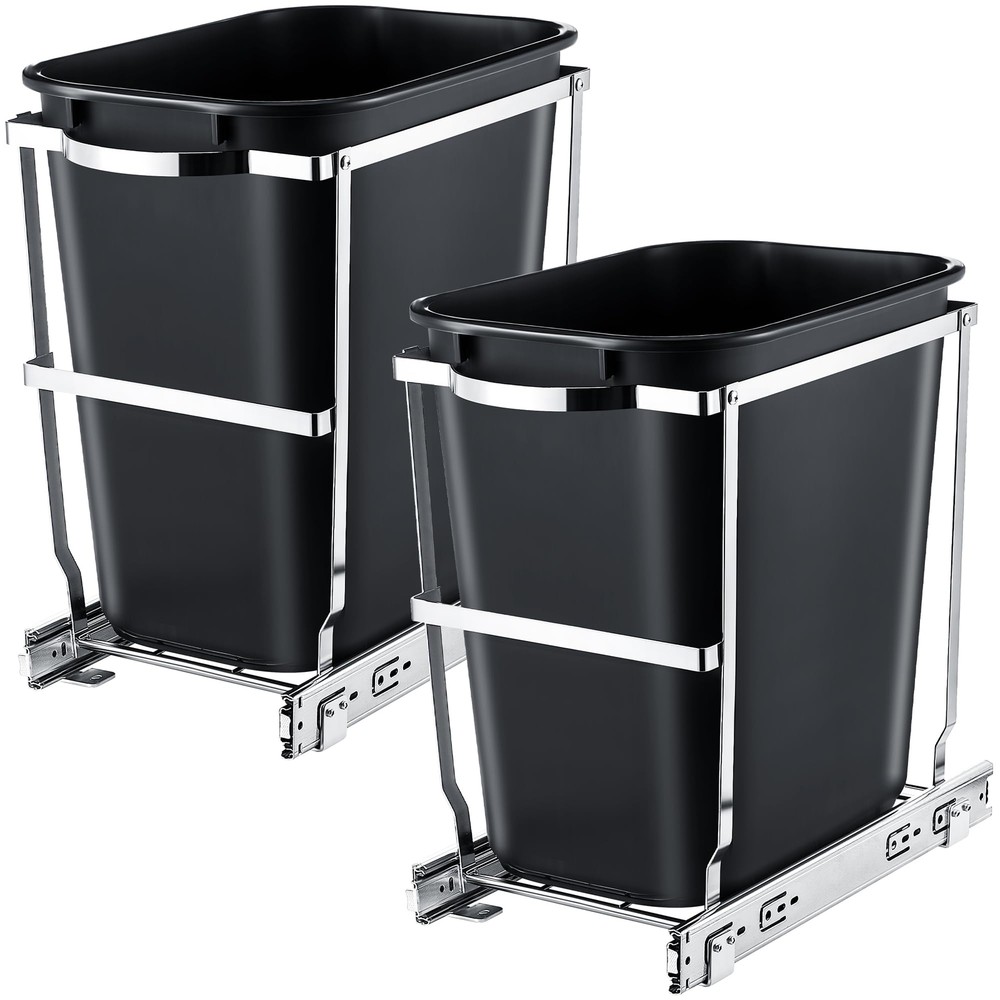 2 Pack 30 Liter 8 Gallon Pull Out Trash Can Under Cabinet, Kitchen Under Sink...