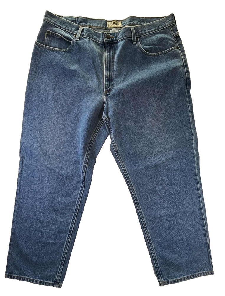 LL Bean Mens 40x29 Denim Jeans Blue Relaxed Fit Tapered Leg 100% Cotton