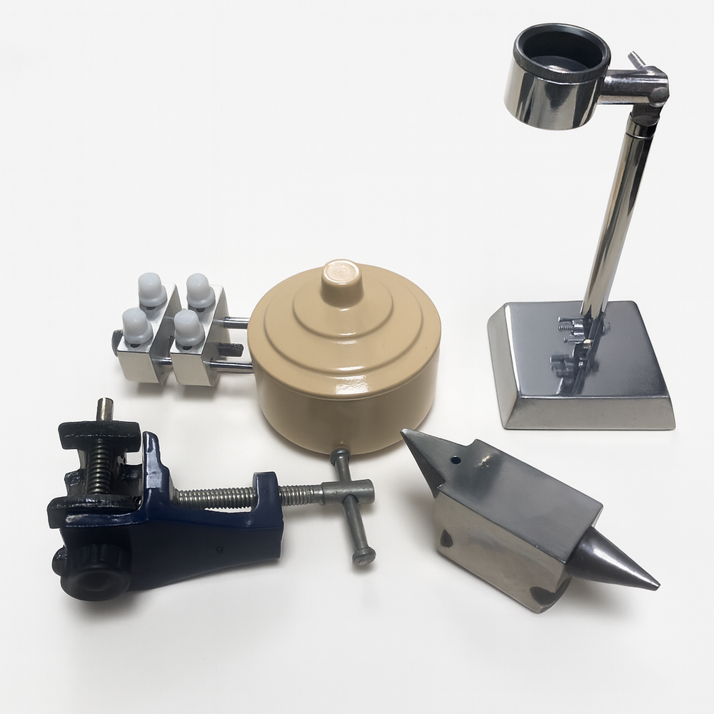 Christmas Sale Watchmaker Tool Lot – Anvil, Case Holder, Clamp, Dust Cover Pot &-image