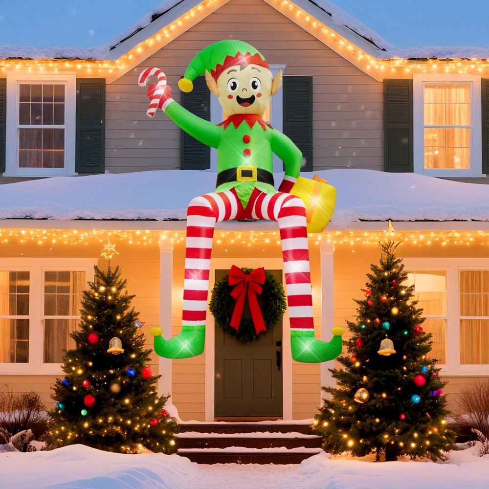 12FT Christmas inflatables, Christmas Inflatable Outdoor Decoration Sitting E...