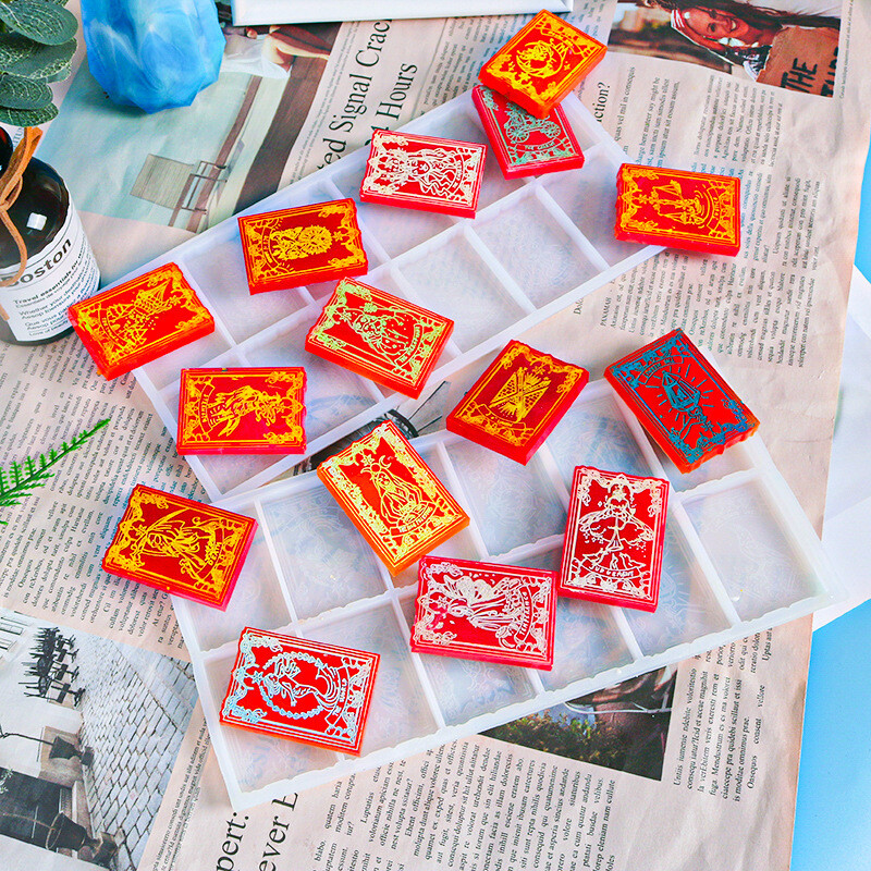 24-Piece Silicone Epoxy Resin Molds for DIY Tarot Cards & Decorative Crafts