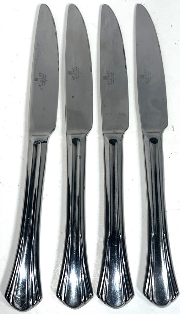 4 Argent Orfevres GERTRUDE Hampton Silversmith Stainless Steel Dinner Knife Lot