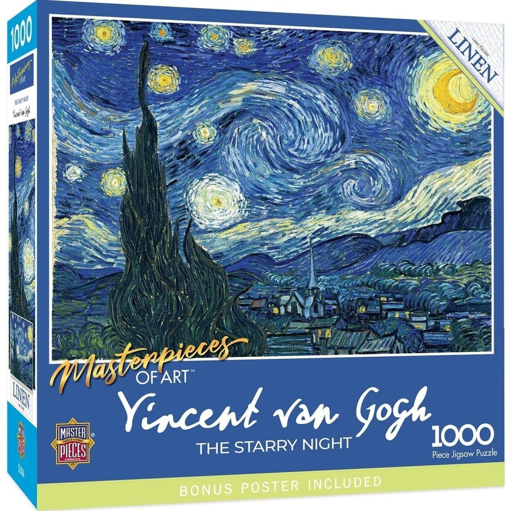Masterpieces Starry Night 1000 Piece Jigsaw Puzzle 19.25X26.75 Linen Material