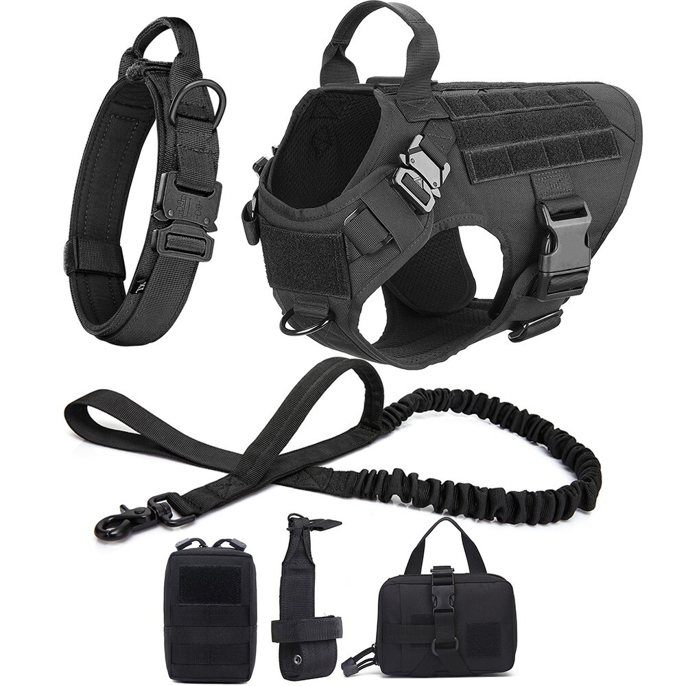 K9military dog vest,tactical training harness & leash set for all sizes & breeds