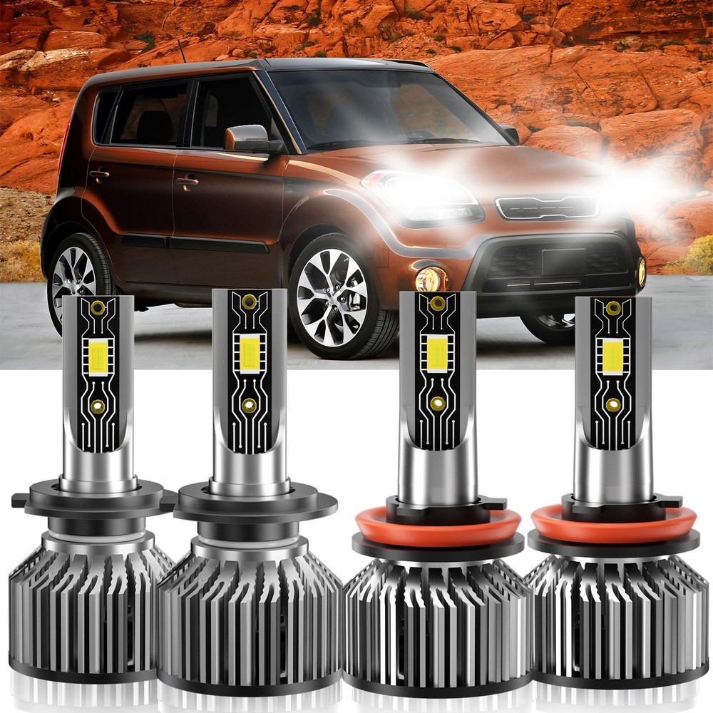 H7+H11 Combo LED Headlight High Low Beam Bulb Kit 6500K For Kia Soul 2012-2013