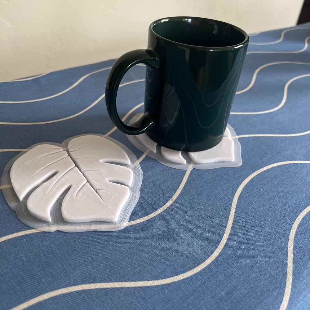 2 Elegant 3D Printed Leaf Style Coasters Set of 2
