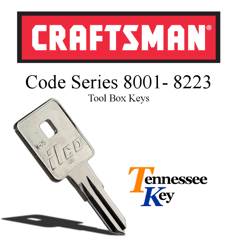 Craftsman toolbox key cut by code series 8001-8223 replacement Llaves