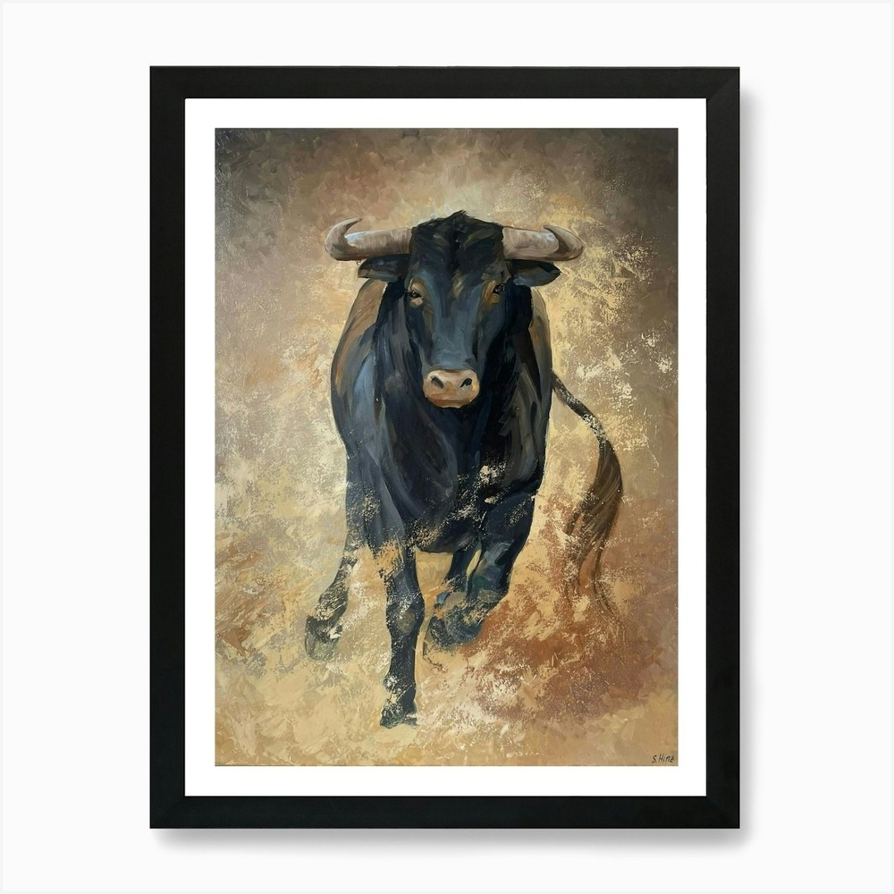 Black Bull Art Print Framed Wall Art Poster Canvas Print Picture