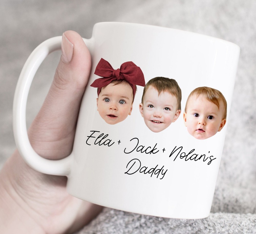 Three Baby Face Mug Gift For Grandfather Gift For Grandmother Grandchild Custom