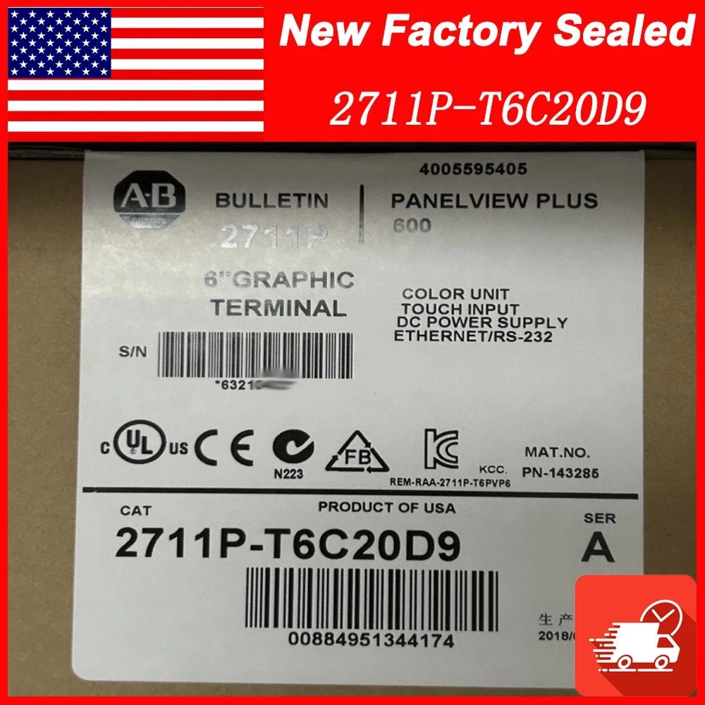 New Allen-Bradley 2711P-T6C20D9 /A PanelView Plus 600 Touchscreen 2711PT6C20D9