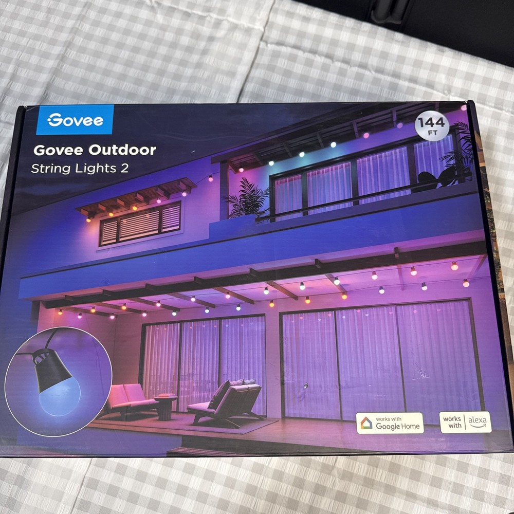 Govee Outdoor Smart String Lights 2- 144ft- Alexa Google Home- 45 Bulbs- Used
