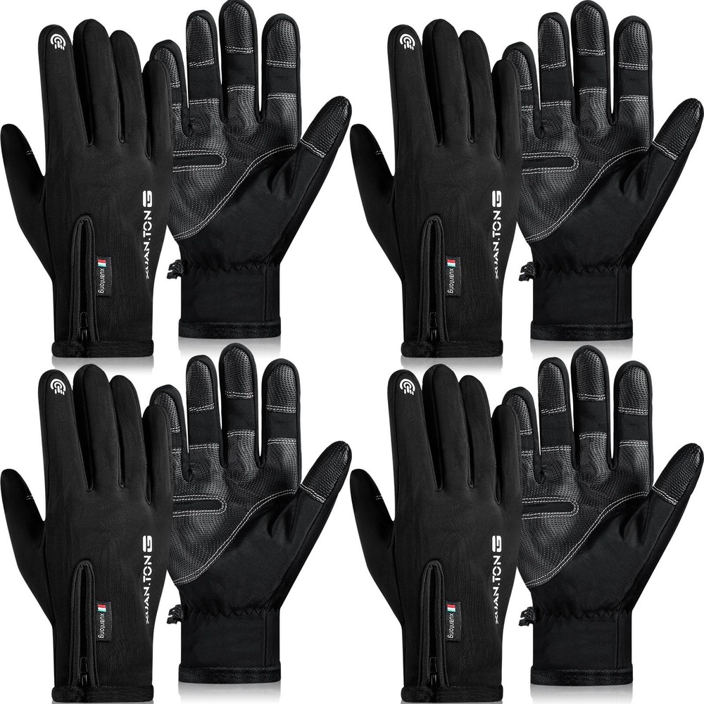4 Pairs Winter Gloves for Men Women Waterproof Snow Gloves Warm Touchscreen G...