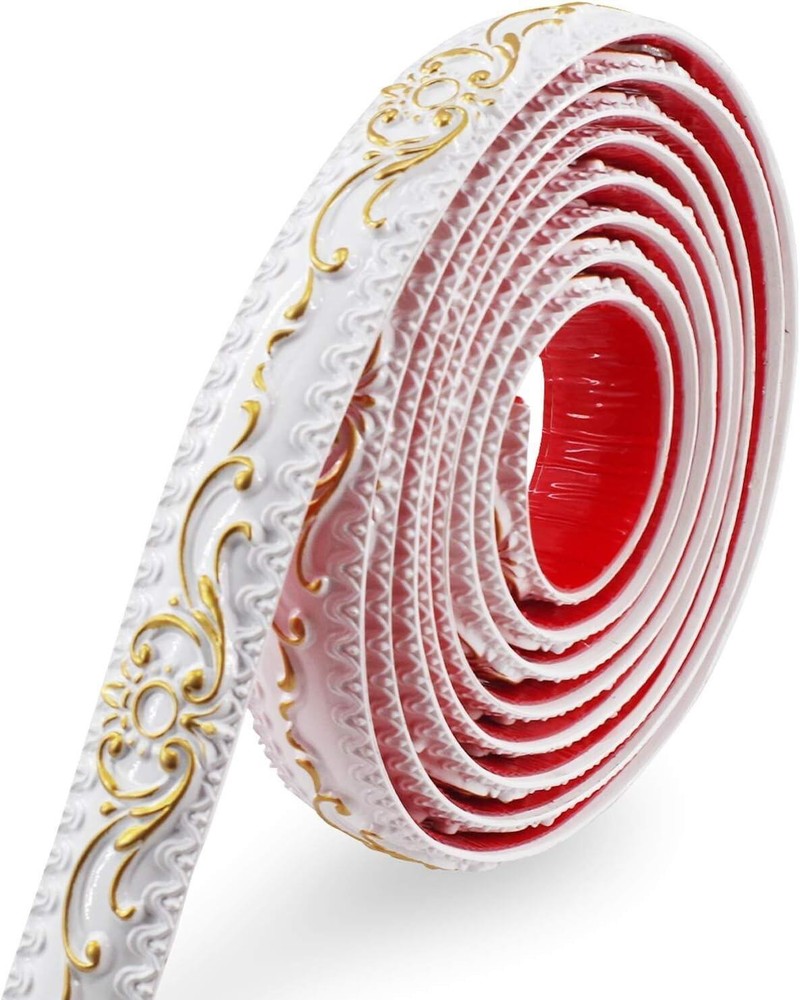 Self-Adhesive Flexible Molding Trim - Gold Marble Mirror Frame, 16.4 Feet