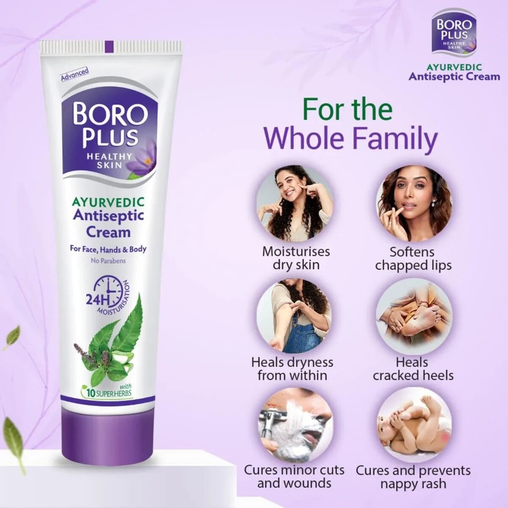 BoroPlus Antiseptic Cream Hand Body Face Skin Dryness Moisturizes Cream 120Ml
