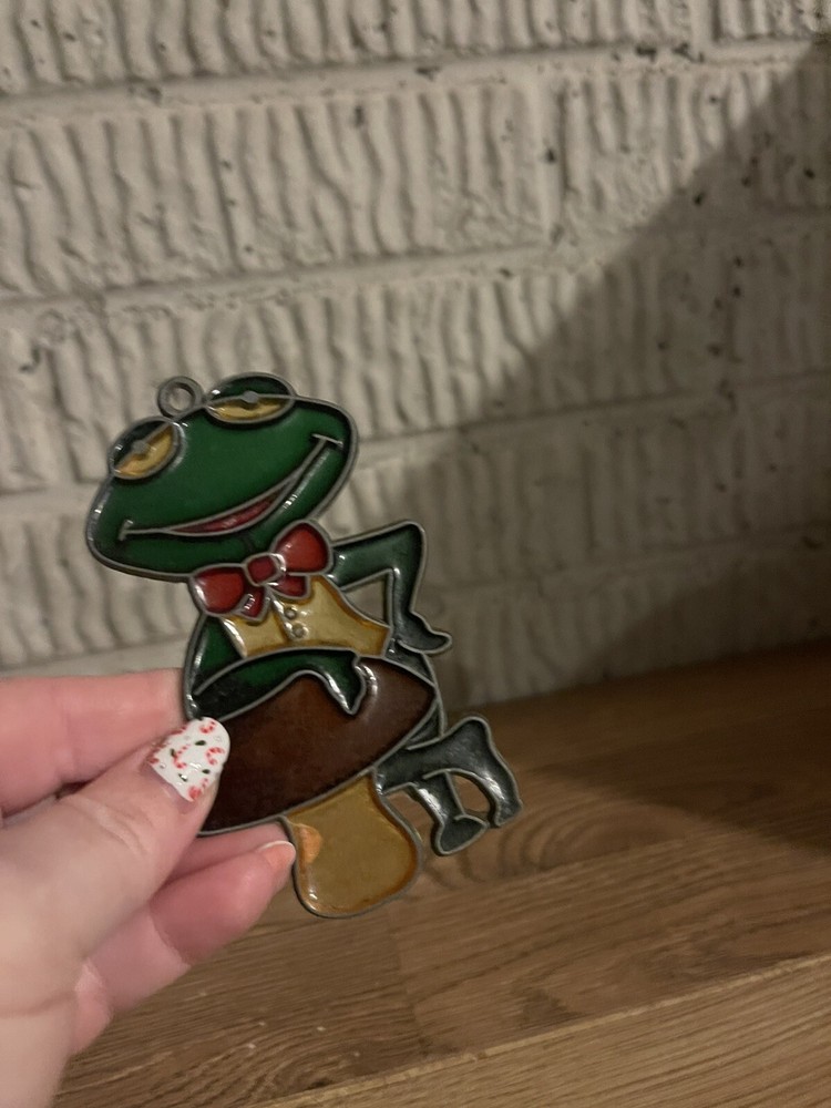 Stained Glitter Glass Frog On Mushroom Suncatcher Window Decor Kitchen Office